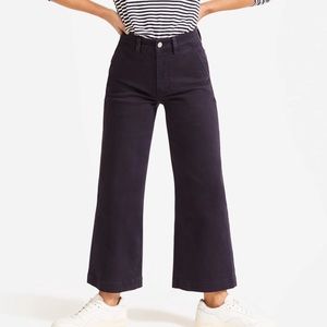 EVERLANE The Wide-Leg Crop Pant in Navy. Size 6 Regular